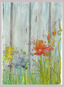 along fence